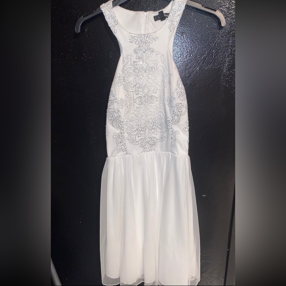 White glitter prom dress